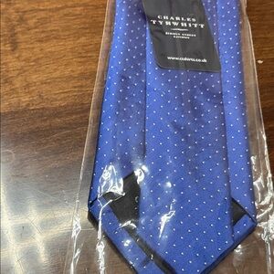 CHARLES TYRWHITT BLUE PIN DOT SILK TIE-NWT LUXURY BRITISH SILK